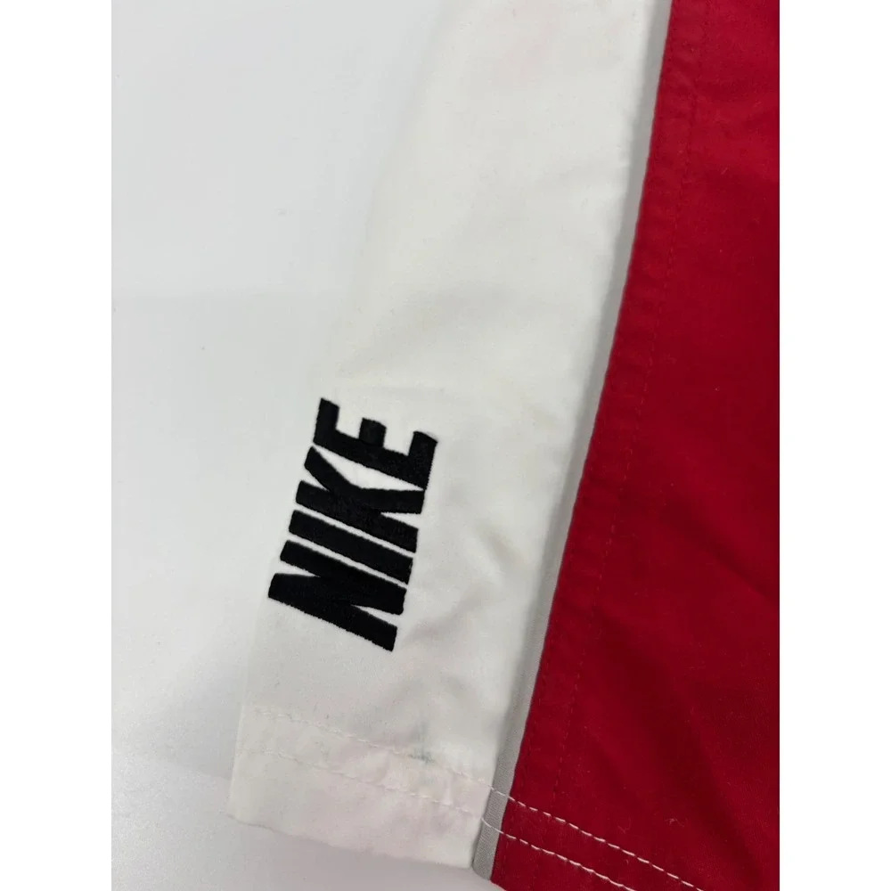 Nike Swim Trunks Mens Medium Red White Black Colorblock Mesh Lined Board Shorts